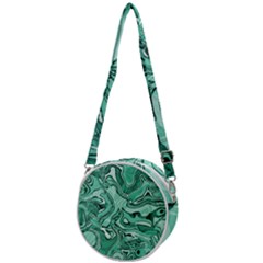 Biscay Green Swirls Crossbody Circle Bag by SpinnyChairDesigns