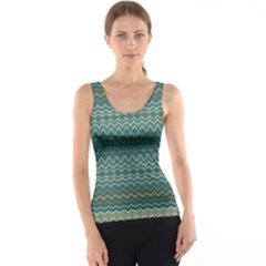 Boho Teal Green Stripes Tank Top by SpinnyChairDesigns