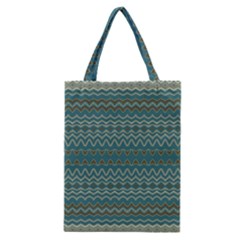 Boho Teal Green Stripes Classic Tote Bag by SpinnyChairDesigns