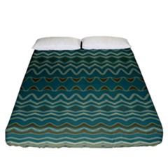 Boho Teal Green Stripes Fitted Sheet (king Size) by SpinnyChairDesigns