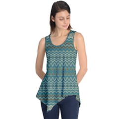 Boho Teal Green Stripes Sleeveless Tunic by SpinnyChairDesigns