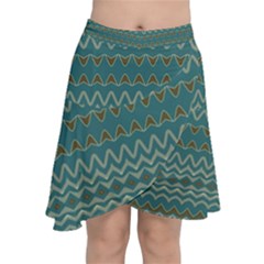 Boho Teal Green Stripes Chiffon Wrap Front Skirt by SpinnyChairDesigns