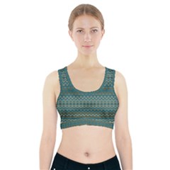 Boho Teal Green Stripes Sports Bra With Pocket by SpinnyChairDesigns