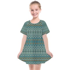 Boho Teal Green Stripes Kids  Smock Dress by SpinnyChairDesigns