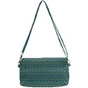 Boho Teal Green Stripes Removable Strap Clutch Bag View2