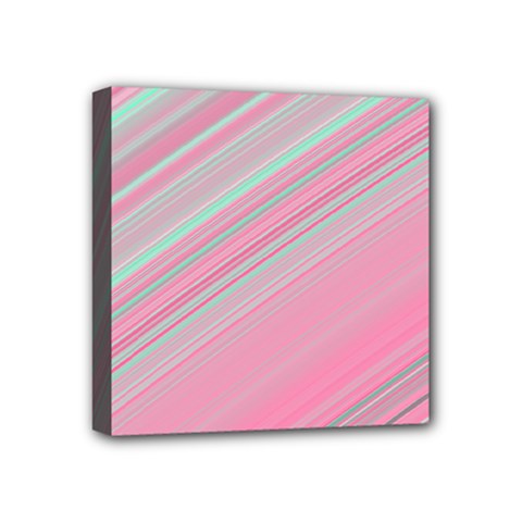 Turquoise And Pink Striped Mini Canvas 4  X 4  (stretched) by SpinnyChairDesigns