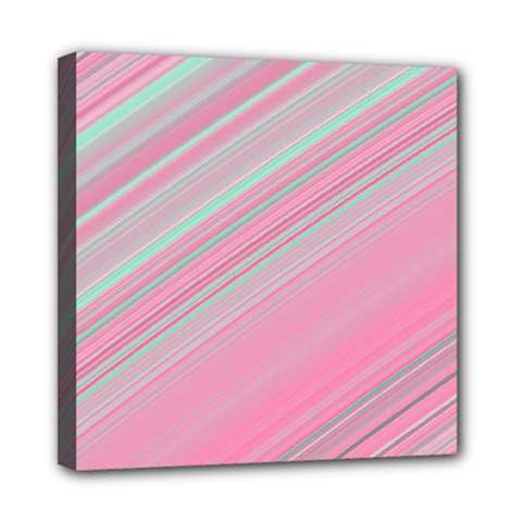 Turquoise And Pink Striped Mini Canvas 8  X 8  (stretched) by SpinnyChairDesigns