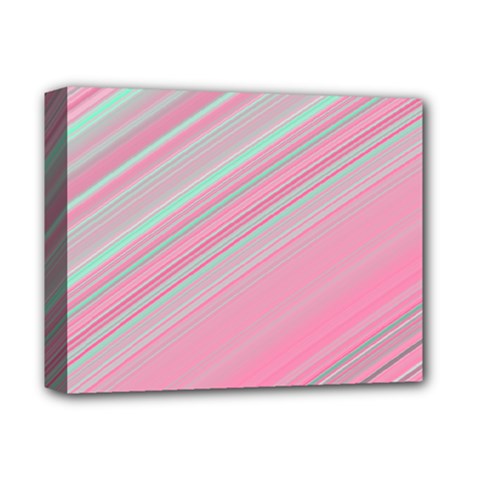 Turquoise And Pink Striped Deluxe Canvas 14  X 11  (stretched) by SpinnyChairDesigns