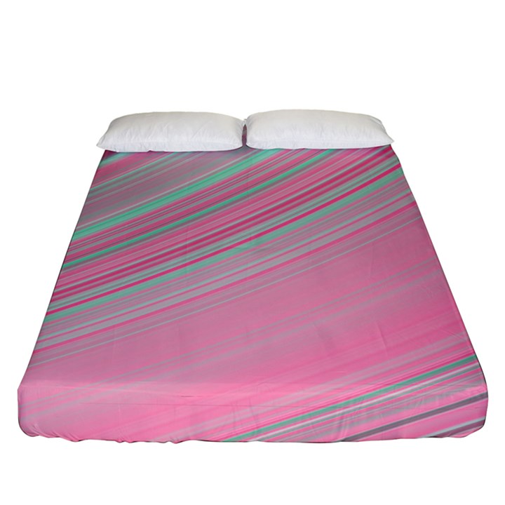 Turquoise and Pink Striped Fitted Sheet (Queen Size)