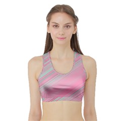 Turquoise And Pink Striped Sports Bra With Border by SpinnyChairDesigns