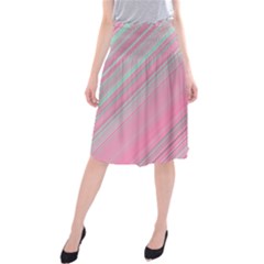 Turquoise And Pink Striped Midi Beach Skirt by SpinnyChairDesigns