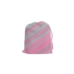 Turquoise And Pink Striped Drawstring Pouch (xs) by SpinnyChairDesigns