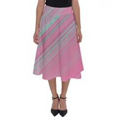 Turquoise And Pink Striped Perfect Length Midi Skirt by SpinnyChairDesigns