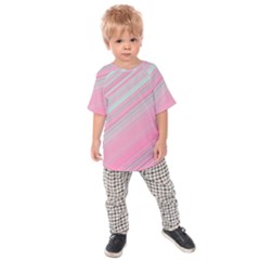 Turquoise And Pink Striped Kids  Raglan Tee