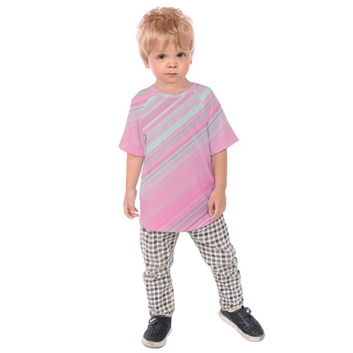 Turquoise and Pink Striped Kids  Raglan Tee