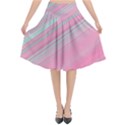 Turquoise and Pink Striped Flared Midi Skirt View1