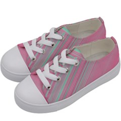 Turquoise And Pink Striped Kids  Low Top Canvas Sneakers by SpinnyChairDesigns