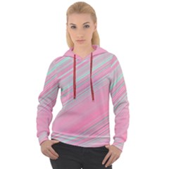 Turquoise And Pink Striped Women s Overhead Hoodie by SpinnyChairDesigns