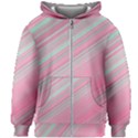 Turquoise and Pink Striped Kids  Zipper Hoodie Without Drawstring View1