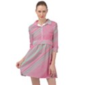 Turquoise and Pink Striped Mini Skater Shirt Dress View1