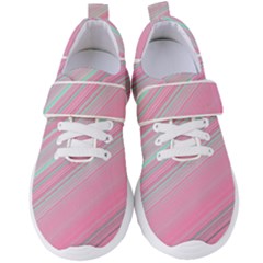 Turquoise And Pink Striped Women s Velcro Strap Shoes by SpinnyChairDesigns