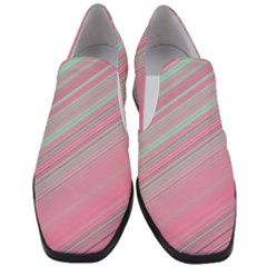 Turquoise And Pink Striped Women Slip On Heel Loafers by SpinnyChairDesigns