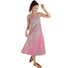 Turquoise And Pink Striped Summer Maxi Dress by SpinnyChairDesigns