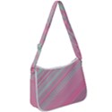 Turquoise and Pink Striped Zip Up Shoulder Bag View1