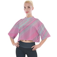 Turquoise And Pink Striped Mock Neck Tee by SpinnyChairDesigns