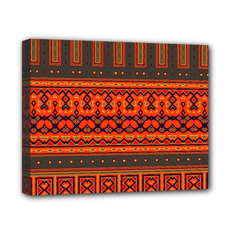 Boho Aztec Rust Orange Color Stripes Canvas 10  X 8  (stretched) by SpinnyChairDesigns