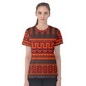 Boho Aztec Rust Orange Color Stripes Women s Cotton Tee View1