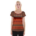 Boho Aztec Rust Orange Color Stripes Cap Sleeve Top View1