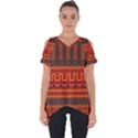 Boho Aztec Rust Orange Color Stripes Cut Out Side Drop Tee View1