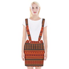 Boho Aztec Rust Orange Color Stripes Braces Suspender Skirt by SpinnyChairDesigns