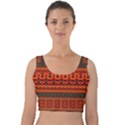 Boho Aztec Rust Orange Color Stripes Velvet Crop Top View1