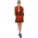 Boho Aztec Rust Orange Color Stripes Mini Skater Shirt Dress View2