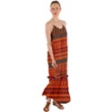 Boho Aztec Rust Orange Color Stripes Cami Maxi Ruffle Chiffon Dress View1