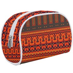 Boho Aztec Rust Orange Color Stripes Makeup Case (large) by SpinnyChairDesigns