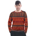 Boho Aztec Rust Orange Color Stripes Men s Long Sleeve Raglan Tee View1