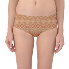 Boho Fancy Peach  Mid-waist Bikini Bottoms by SpinnyChairDesigns