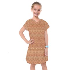 Boho Fancy Peach  Kids  Drop Waist Dress by SpinnyChairDesigns