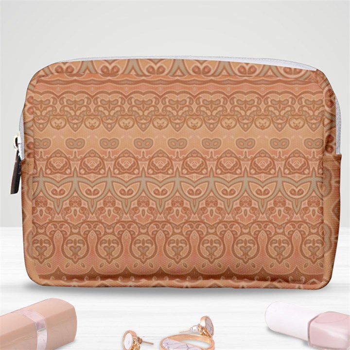 Boho Fancy Peach  Make Up Pouch (Medium)