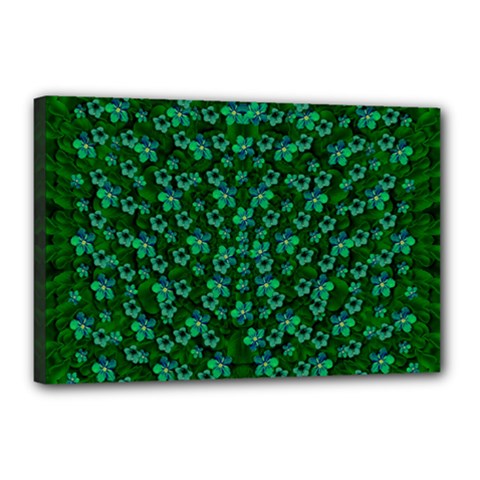 Leaf Forest And Blue Flowers In Peace Canvas 18  X 12  (stretched) by pepitasart