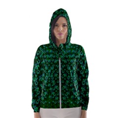 Leaf Forest And Blue Flowers In Peace Women s Hooded Windbreaker by pepitasart