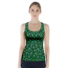 Leaf Forest And Blue Flowers In Peace Racer Back Sports Top by pepitasart