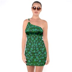 Leaf Forest And Blue Flowers In Peace One Soulder Bodycon Dress by pepitasart