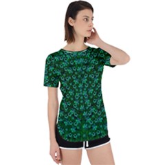 Leaf Forest And Blue Flowers In Peace Perpetual Short Sleeve T-shirt by pepitasart