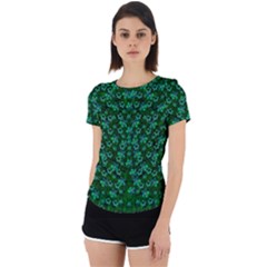 Leaf Forest And Blue Flowers In Peace Back Cut Out Sport Tee by pepitasart