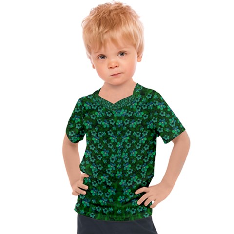 Leaf Forest And Blue Flowers In Peace Kids  Sports Tee by pepitasart