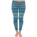 Boho Blue Teal Striped Classic Winter Leggings View1